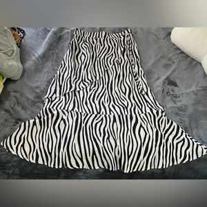Zebra Print Midi Skirt